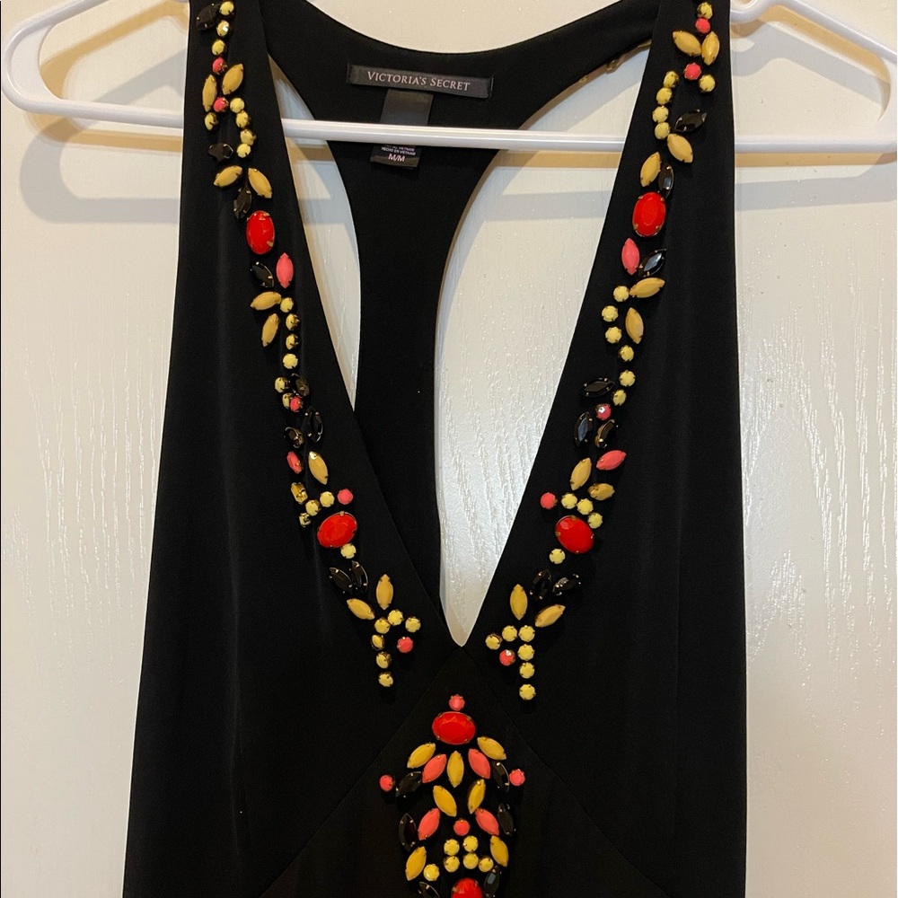 Victoria’s Secret long black with beads and stone accents and low cut back
